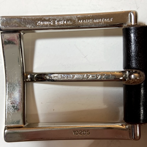 CS Sport Brown Saddle Leather sz 85 Belt w/Braided Accent Nickel Buckle Italy - Picture 6 of 6